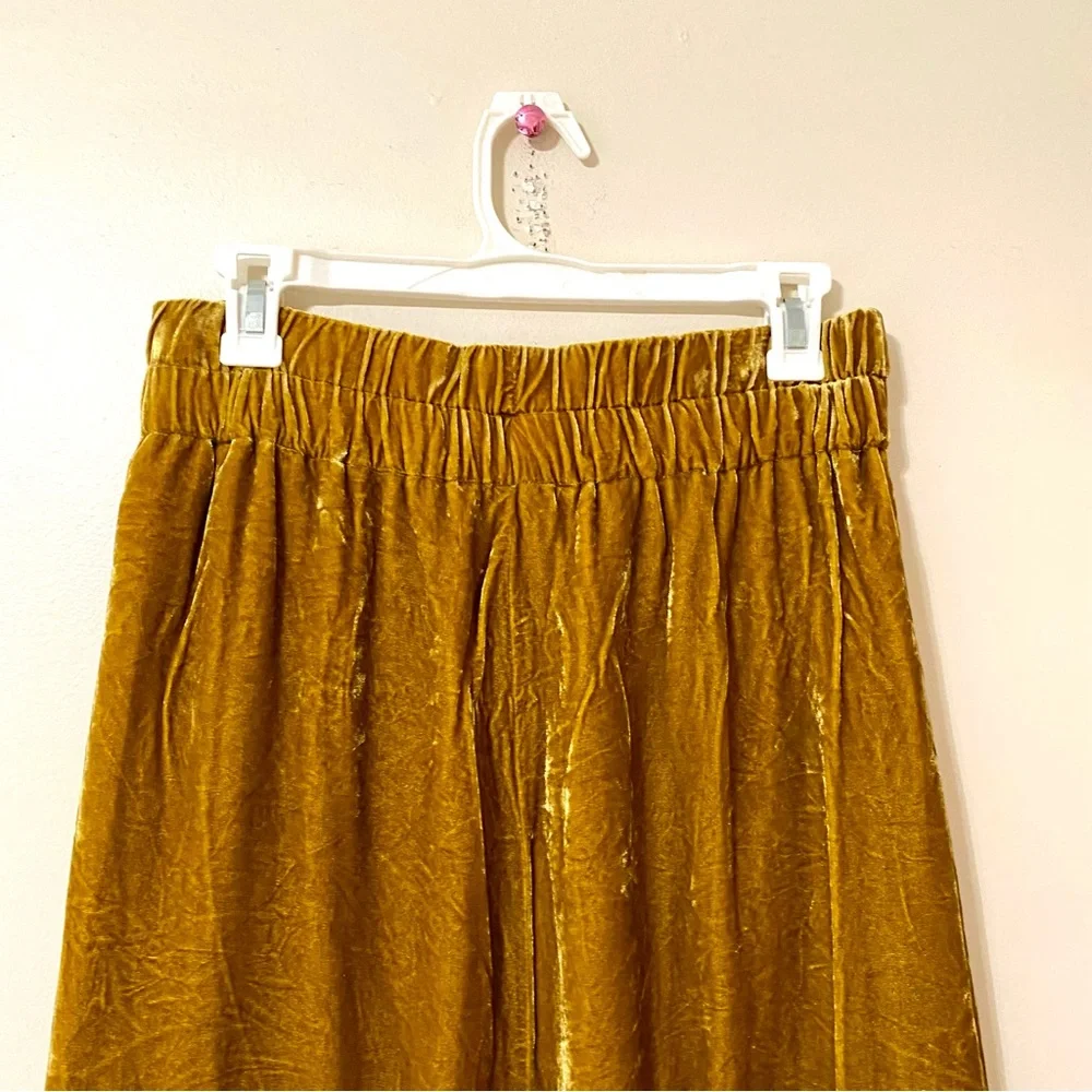 J Crew Crushed Velvet Skirt Midi Straight Gold Yellow Size Small